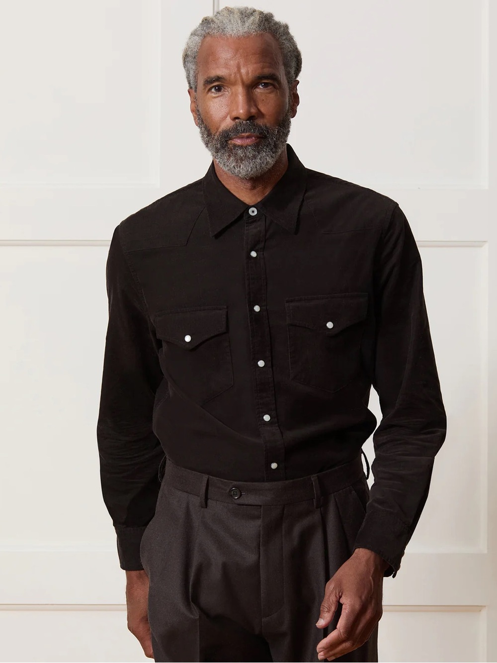 Men's Dark Brown Corduroy Western Shirt - Todd Snyder - Picture 2 of 5